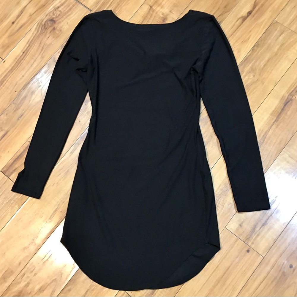 black jersey knit cute little black dress cocktail party athleisure long…